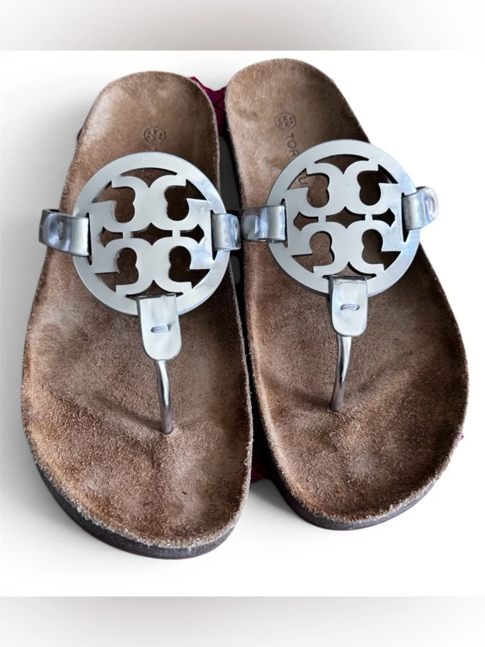 Tory Burch Miller Cloud Metallic Silver Calf Leather Women’s Size 10